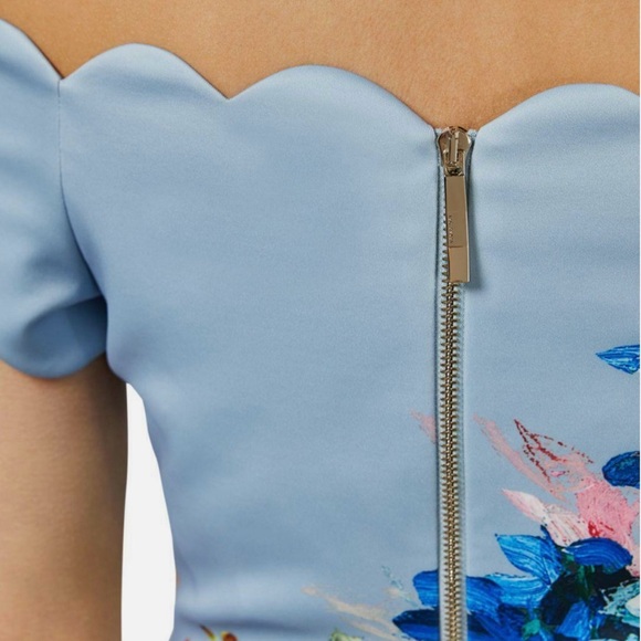 Ted Baker London Hailly bardot dress in raspberry ripple print,size:2,bodycon - Picture 7 of 15